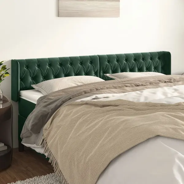 Gossi tablie de pat cu aripioare verde inchis 203x16x78/88 cm catifea