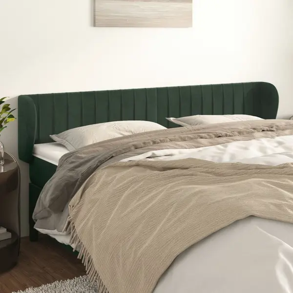 Gossi tablie de pat cu aripioare verde inchis 203x23x78/88 cm catifea