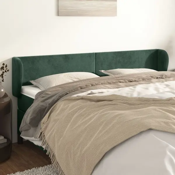Gossi tablie de pat cu aripioare verde inchis 203x23x78/88 cm catifea