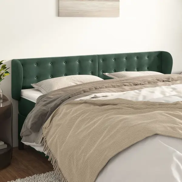 Gossi tablie de pat cu aripioare verde inchis 203x23x78/88 cm catifea