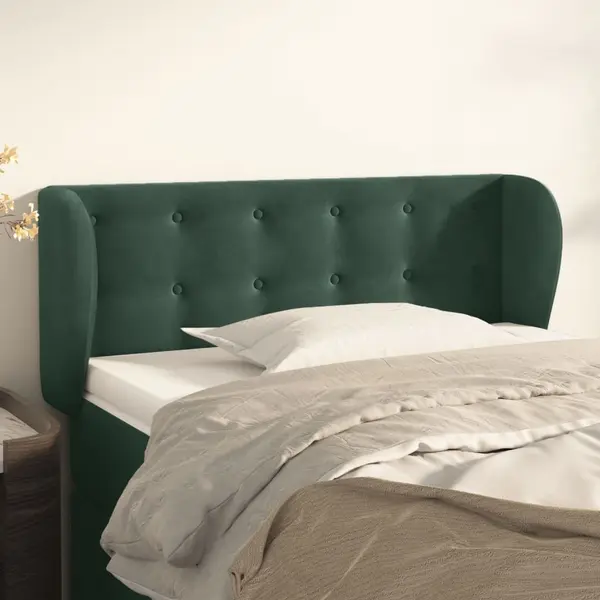 Gossi tablie de pat cu aripioare verde inchis 93x23x78/88 cm catifea