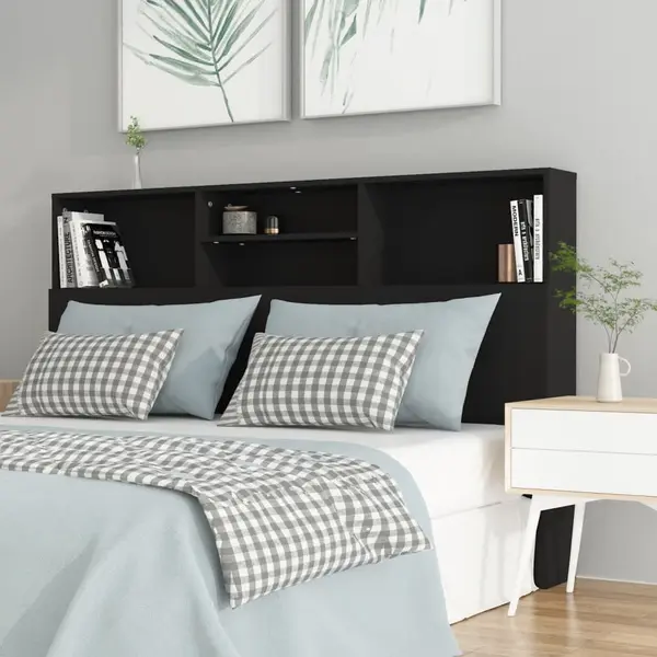 Gossi tablie de pat cu dulap, negru, 160x19x103,5 cm