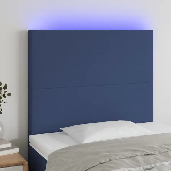 Gossi tablie de pat cu led, albastru, 100x5x118/128 cm, textil