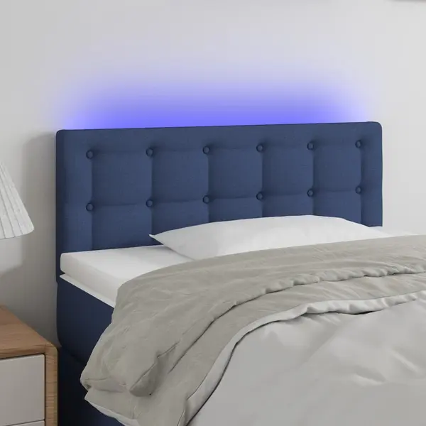 Gossi tablie de pat cu led, albastru, 100x5x78/88 cm, textil