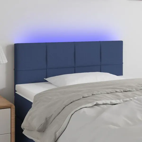 Gossi tablie de pat cu led, albastru, 100x5x78/88 cm, textil