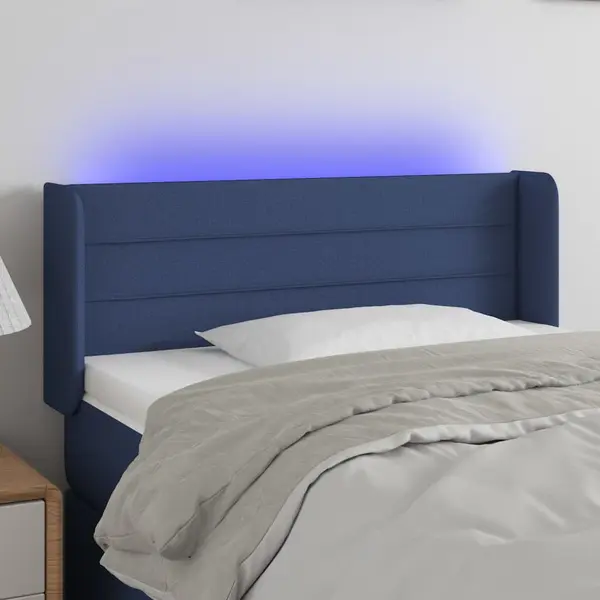 Gossi tablie de pat cu led, albastru, 103x16x78/88 cm, textil