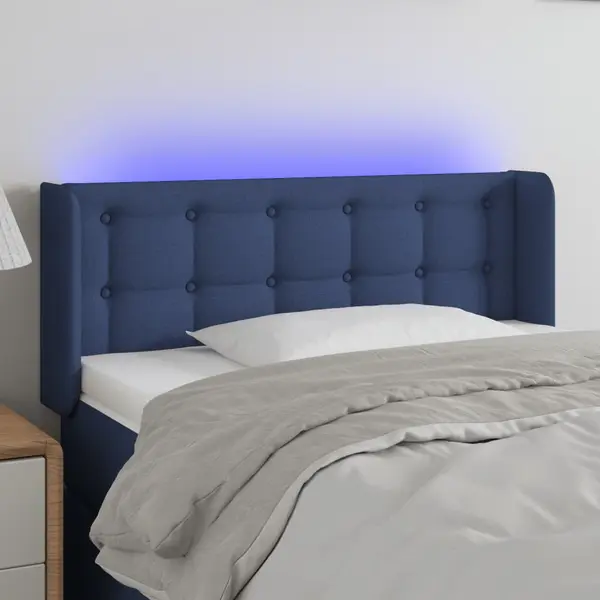 Gossi tablie de pat cu led, albastru, 103x16x78/88 cm, textil