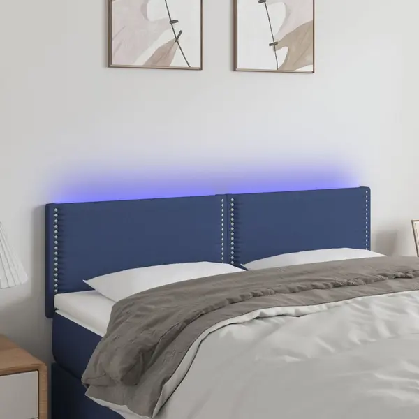 Gossi tablie de pat cu led, albastru, 144x5x78/88 cm, textil