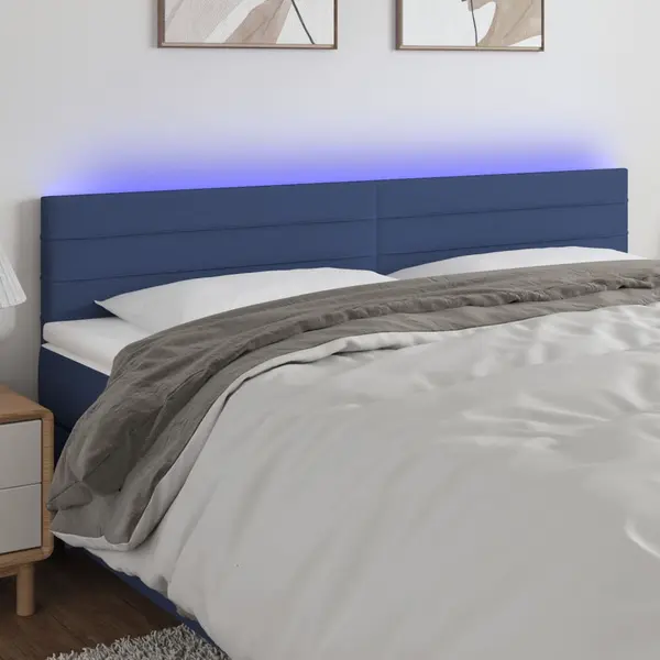Gossi tablie de pat cu led, albastru, 160x5x78/88 cm, textil