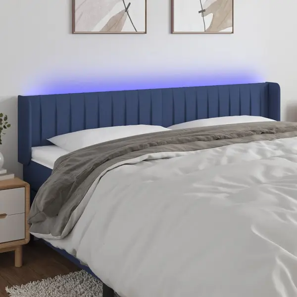 Gossi tablie de pat cu led, albastru, 163x16x78/88 cm, textil