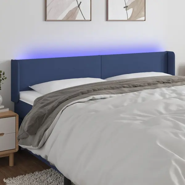 Gossi tablie de pat cu led, albastru, 163x16x78/88 cm, textil