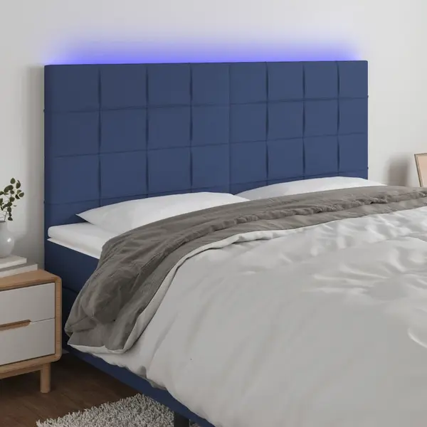 Gossi tablie de pat cu led, albastru, 180x5x118/128 cm, textil