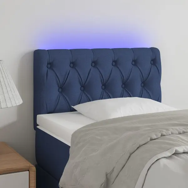 Gossi tablie de pat cu led, albastru, 80x7x78/88 cm, textil