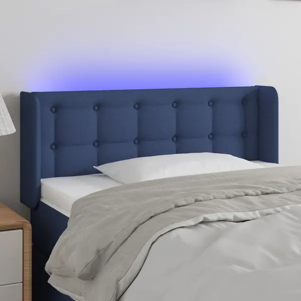 Gossi tablie de pat cu led, albastru, 83x16x78/88 cm, textil