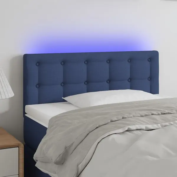 Gossi tablie de pat cu led, albastru, 90x5x78/88 cm, textil