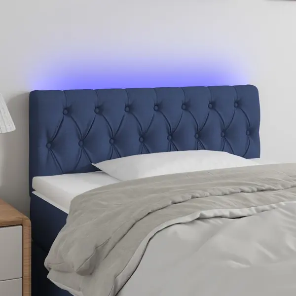 Gossi tablie de pat cu led, albastru, 90x7x78/88 cm, textil