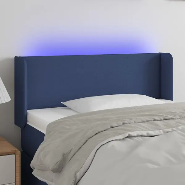 Gossi tablie de pat cu led, albastru, 93x16x78/88 cm, textil