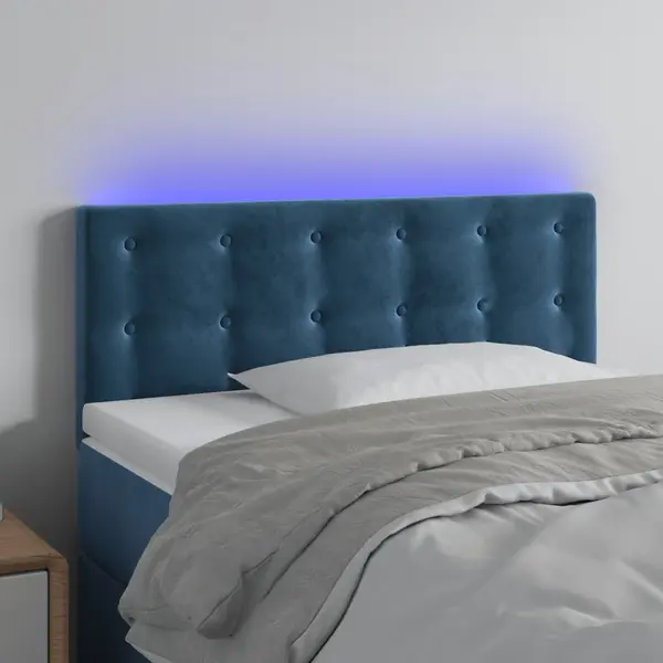 Gossi tablie de pat cu led, albastru inchis, 100x5x78/88 cm, catifea