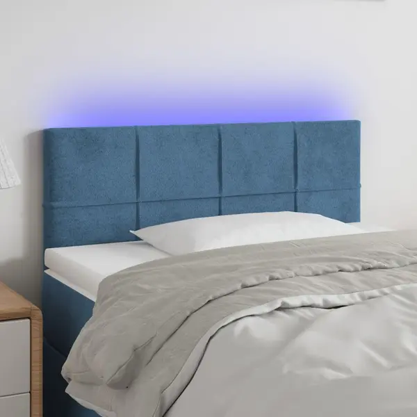 Gossi tablie de pat cu led, albastru inchis, 100x5x78/88 cm, catifea