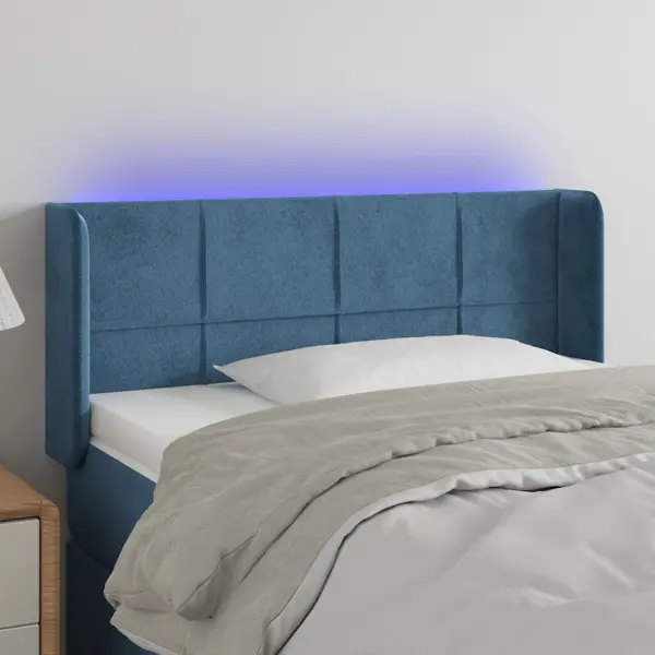 Gossi tablie de pat cu led, albastru inchis, 103x16x78/88 cm, catifea