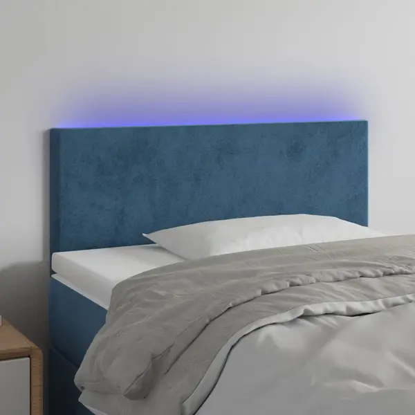 Gossi tablie de pat cu led, albastru inchis, 90x5x78/88 cm, catifea