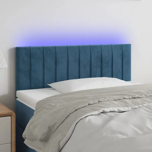 Gossi tablie de pat cu led, albastru inchis, 90x5x78/88 cm, catifea