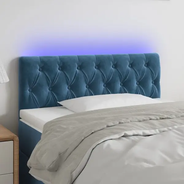 Gossi tablie de pat cu led, albastru inchis, 90x7x78/88 cm, catifea