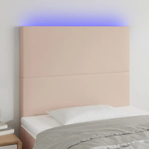 Gossi tablie de pat cu led, cappuccino, 100x5x118/128 cm, piele eco
