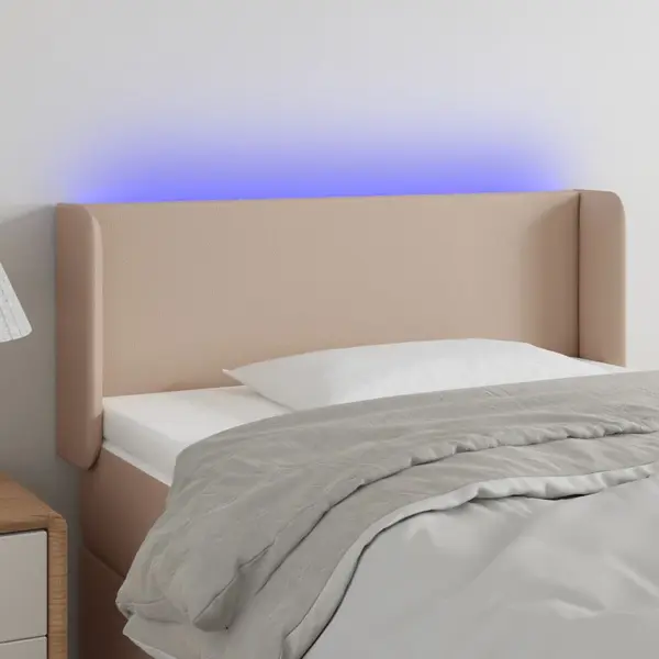 Gossi tablie de pat cu led, cappuccino 103x16x78/88cm piele ecologica