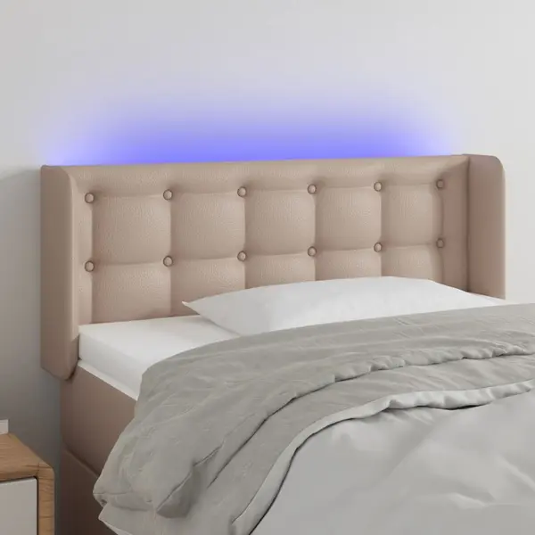 Gossi tablie de pat cu led, cappuccino 103x16x78/88cm piele ecologica