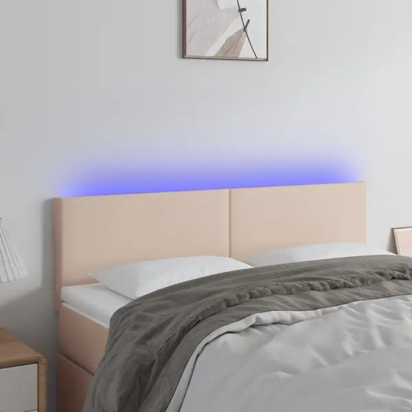 Gossi tablie de pat cu led cappuccino 144x5x78/88 cm piele ecologica