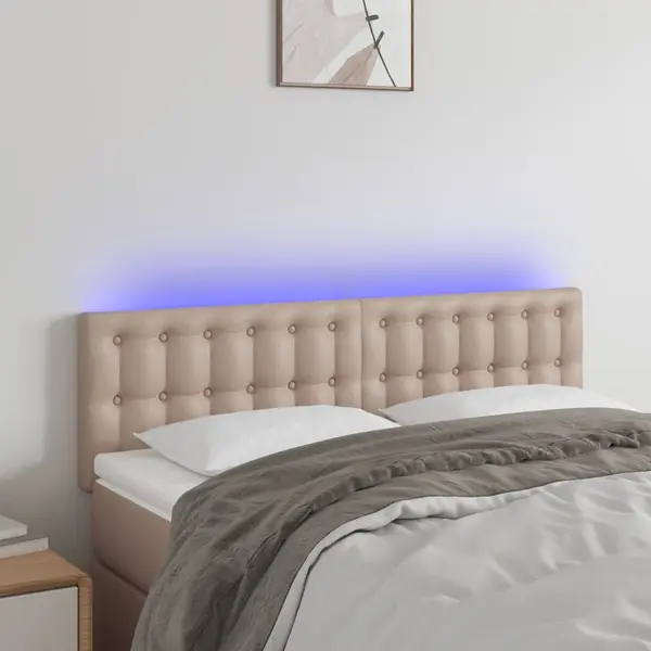Gossi tablie de pat cu led cappuccino 144x5x78/88 cm piele ecologica