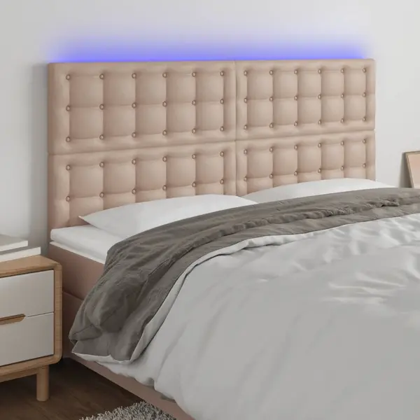 Gossi tablie de pat cu led, cappuccino, 160x5x118/128 cm, piele eco