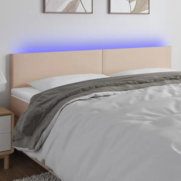 Gossi tablie de pat cu led cappuccino 180x5x78/88cm piele ecologica
