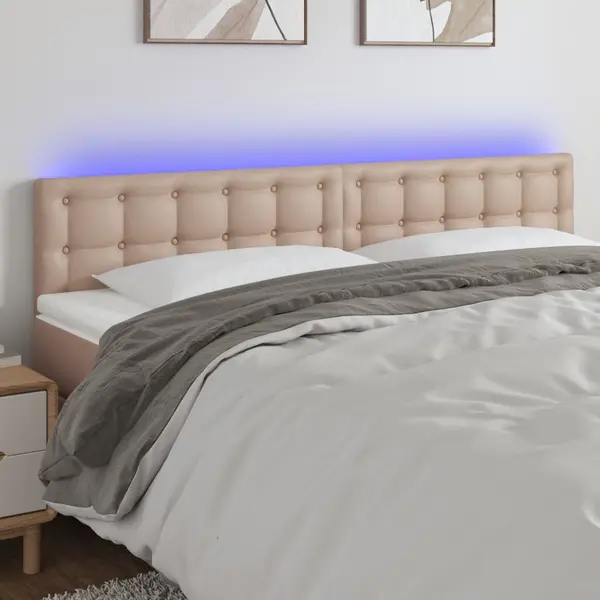 Gossi tablie de pat cu led cappuccino 180x5x78/88cm piele ecologica