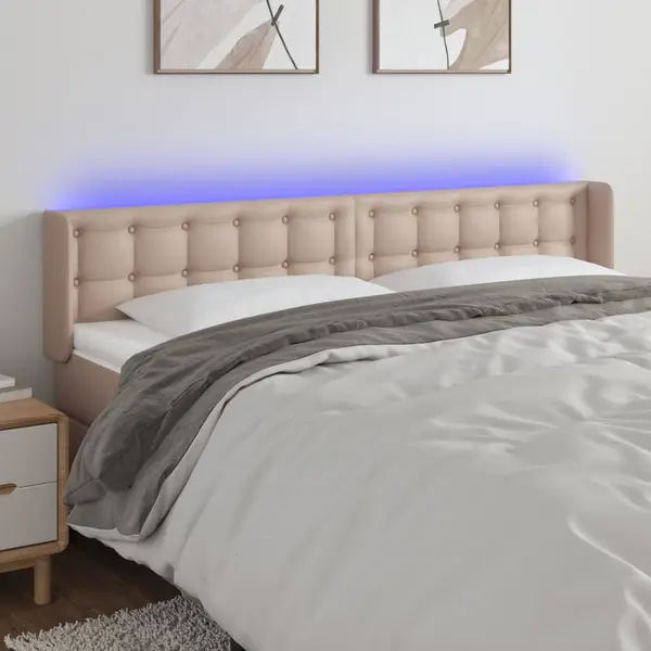 Gossi tablie de pat cu led cappuccino 183x16x78/88 cm piele ecologica