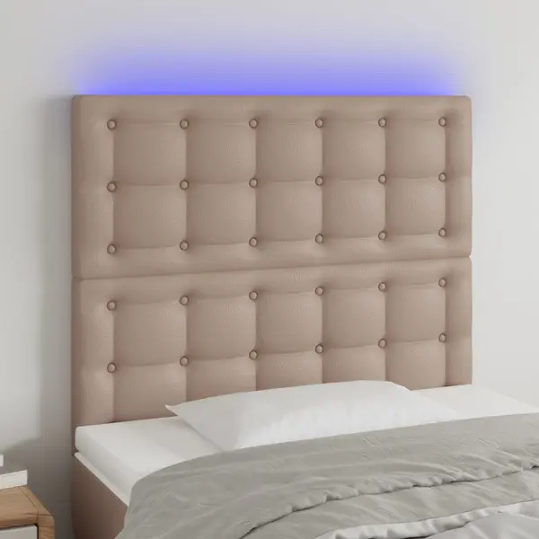 Gossi tablie de pat cu led cappuccino 90x5x118/128cm, piele ecologica