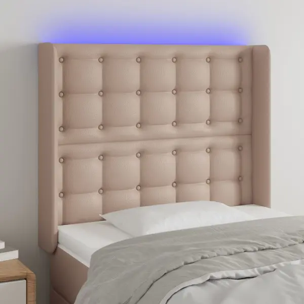 Gossi tablie de pat cu led cappuccino 93x16x118/128cm piele ecologica