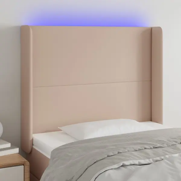Gossi tablie de pat cu led cappuccino 93x16x118/128cm piele ecologica