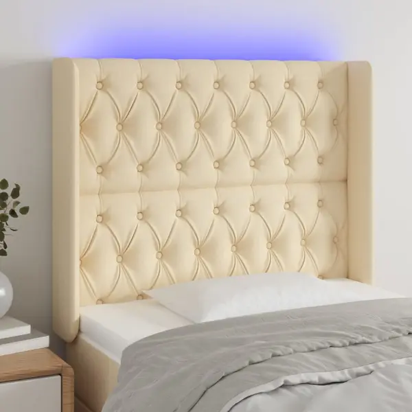 Gossi tablie de pat cu led, crem, 103x16x118/128 cm, textil