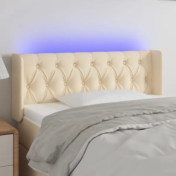 Gossi tablie de pat cu led, crem, 103x16x78/88 cm, textil