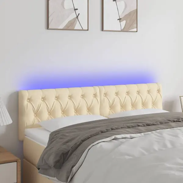 Gossi tablie de pat cu led, crem, 144x7x78/88 cm, textil