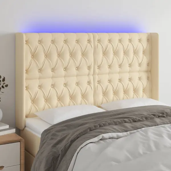 Gossi tablie de pat cu led, crem, 147x16x118/128 cm, textil