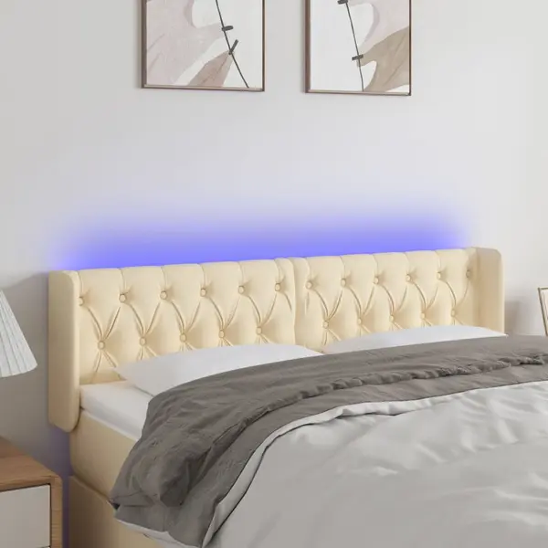 Gossi tablie de pat cu led, crem, 147x16x78/88 cm, textil