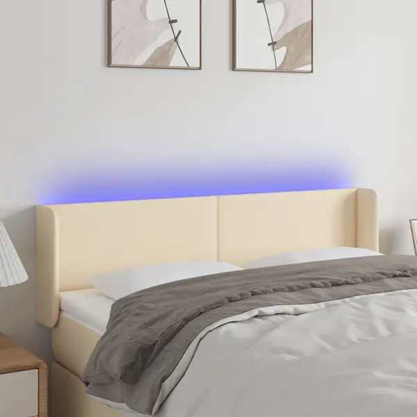 Gossi tablie de pat cu led, crem, 147x16x78/88 cm, textil