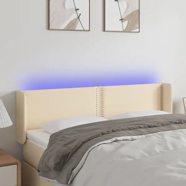 Gossi tablie de pat cu led, crem, 147x16x78/88 cm, textil