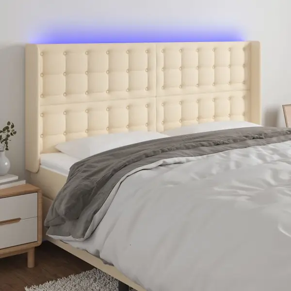 Gossi tablie de pat cu led, crem, 163x16x118/128 cm, textil