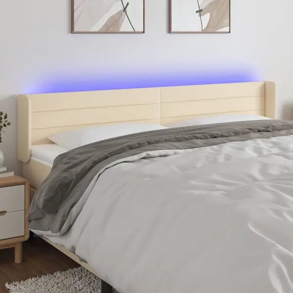 Gossi tablie de pat cu led, crem, 163x16x78/88 cm, textil