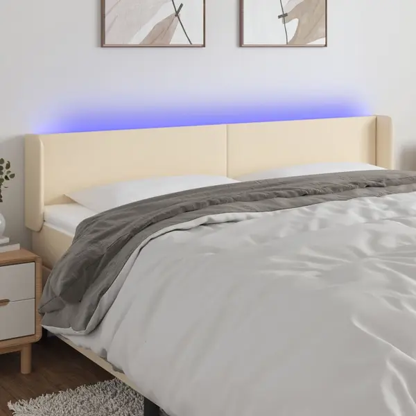 Gossi tablie de pat cu led, crem, 163x16x78/88 cm, textil