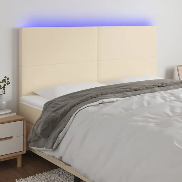 Gossi tablie de pat cu led, crem, 180x5x118/128 cm, textil